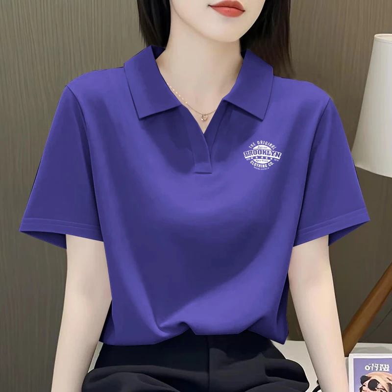 纯棉短袖T恤衫女士夏季新款时尚休闲翻领POLO衫洋气百搭气质上衣