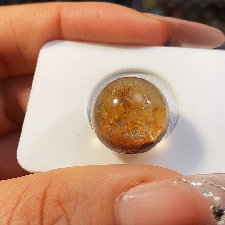 水晶未镶嵌手串橘黄双面色卡16.8放漏