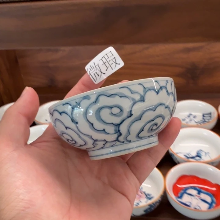 釉下手绘茶具微瑕