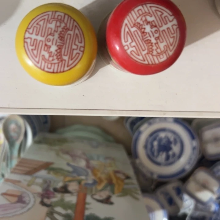 杯老*景德镇陶瓷牙签铜