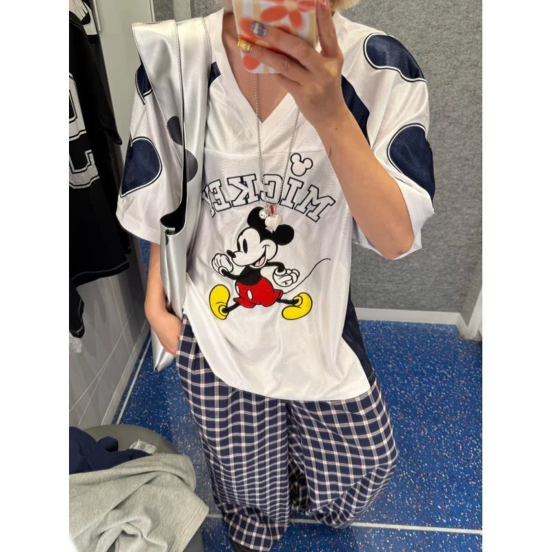 HELLOTANGO《快乐至上》夏季韩系复古趣味刺绣球服休闲T恤65086#