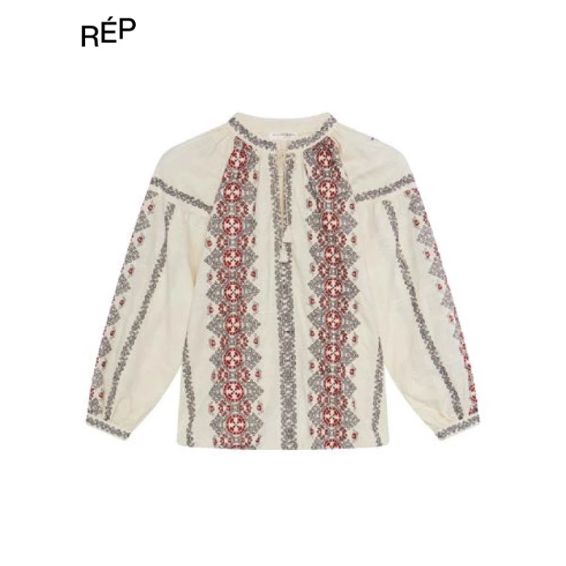 REP-MAISON HOTEL设计师品牌象牙白对称花纹衬衣 25FW秋冬新品