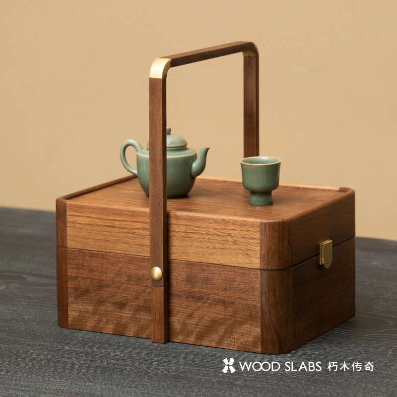 如意干果盒原木点心分隔收纳盒32*24*15