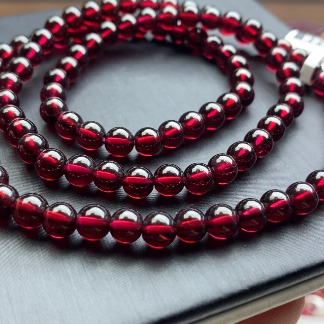 手链石榴石未镶嵌5.5mm酒红色
