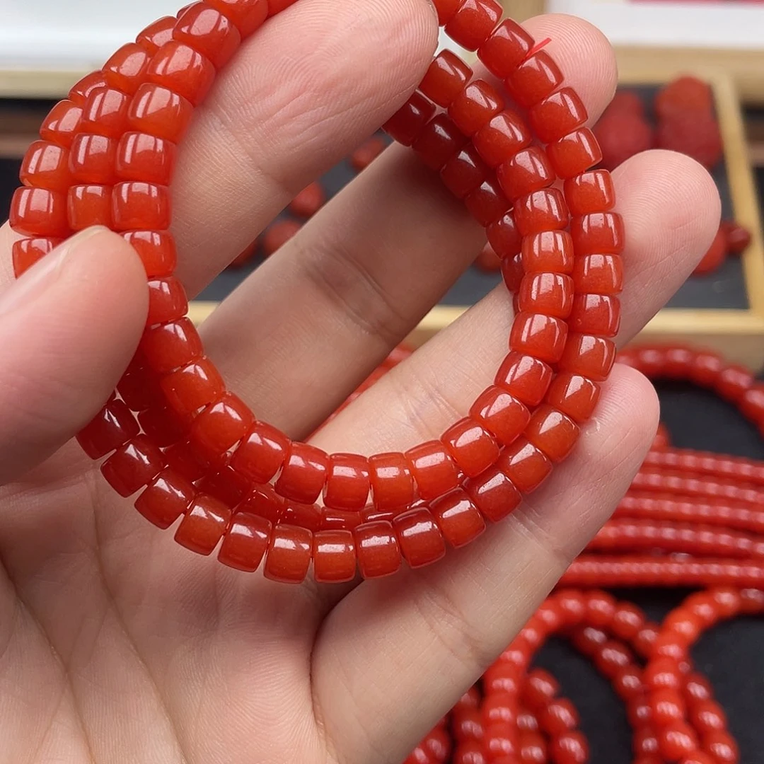 南红玛瑙5号保山锦红卡6直切108未镶嵌