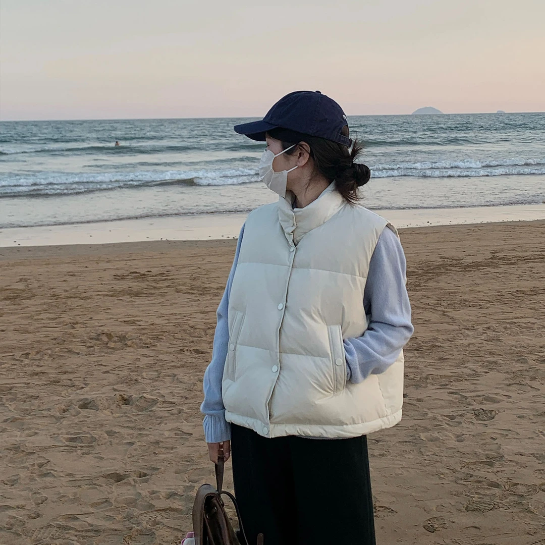 立领马甲女外穿2025年冬季加厚保暖马夹外套大码棉服百搭坎肩