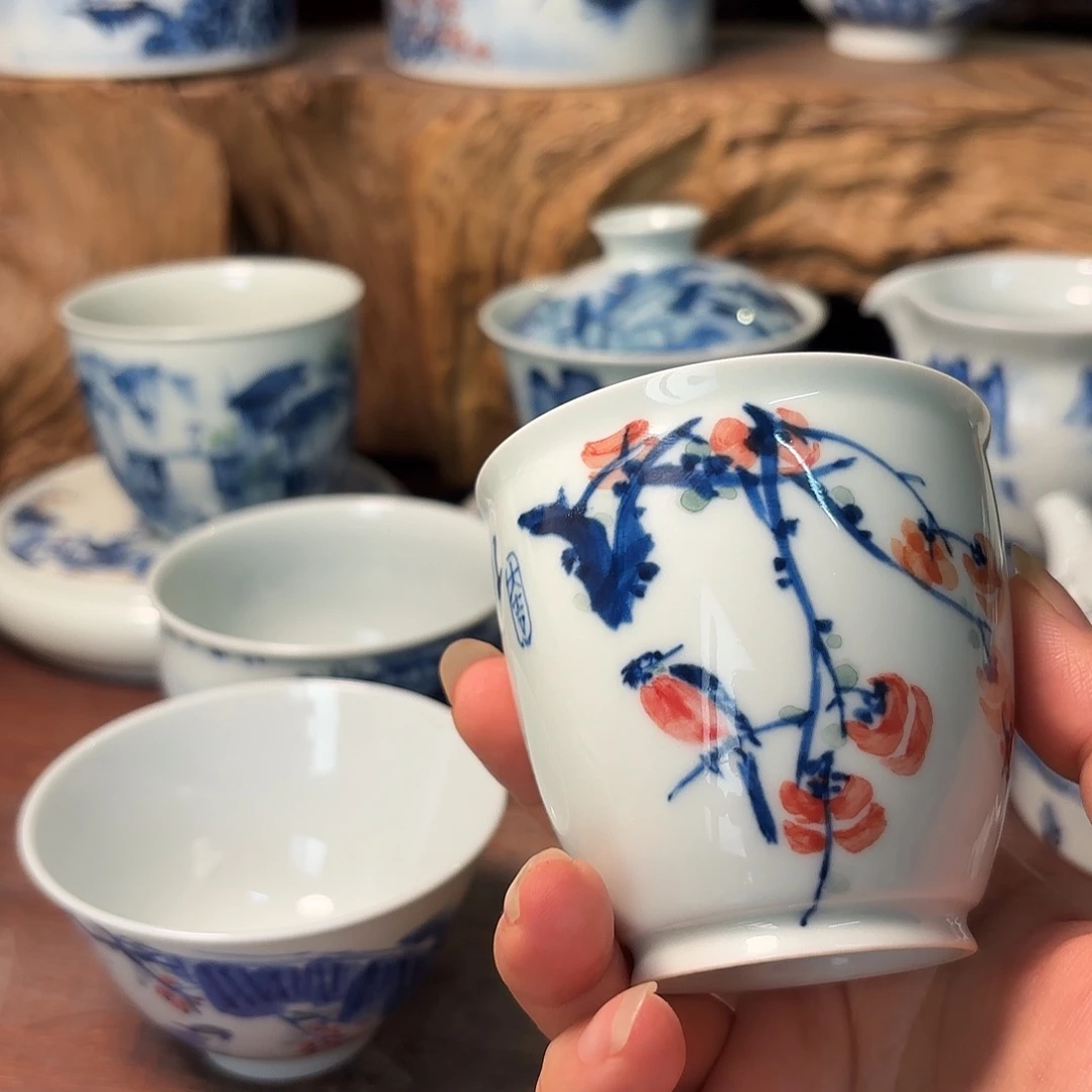 阳***辑柴窑青花瓷写意杯