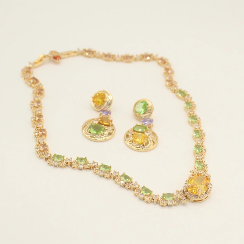 K006 黄色太阳花项链套装