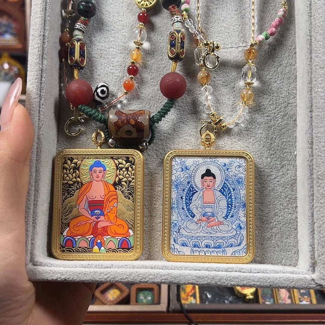 宝***辣吊坠阿弥陀佛黑金银唐大卡