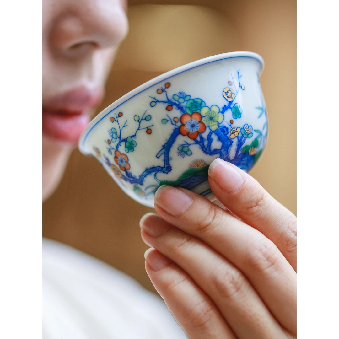 【景德詺兮】西泠·斗彩松竹梅林泉杯MX729