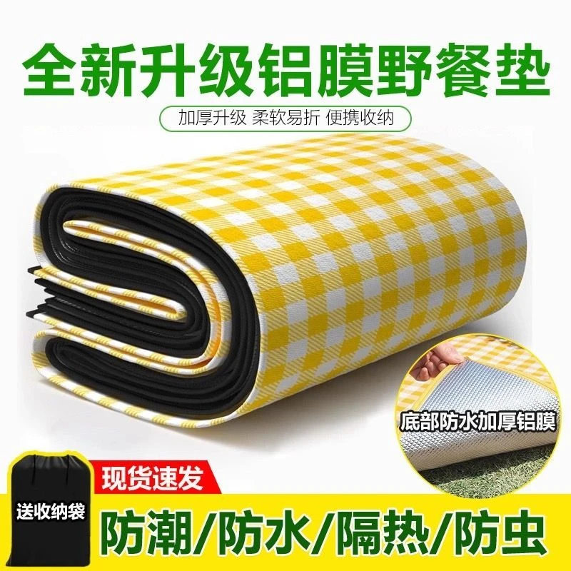 野餐垫加厚户外露营便携地垫春游坐垫防水草坪垫子铝膜防潮垫gh