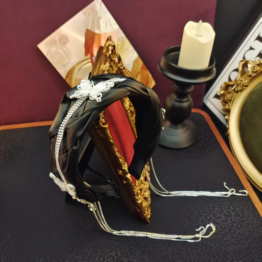 设计款编织蝴蝶环绕长流苏发箍AZ607