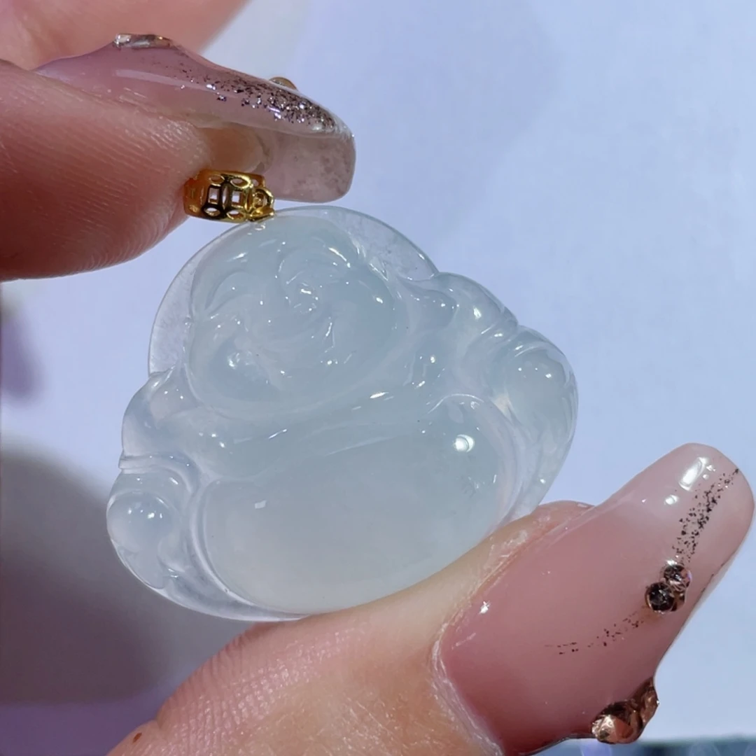 翡翠颈饰18K金镶嵌佛公