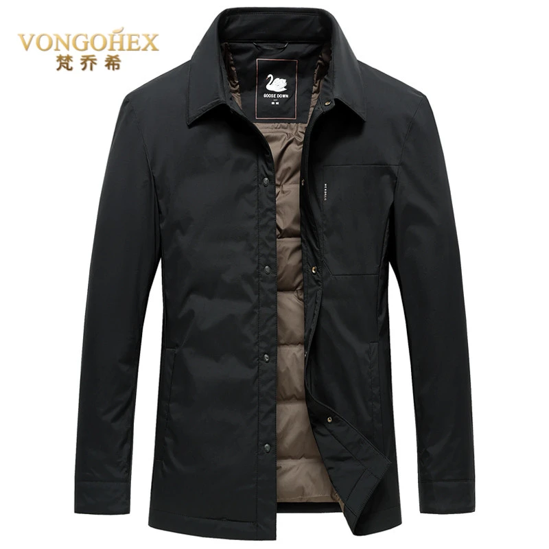 VONGOHEX轻薄翻领羽绒服男冬季新款休闲行政夹克外套通勤鹅绒保暖