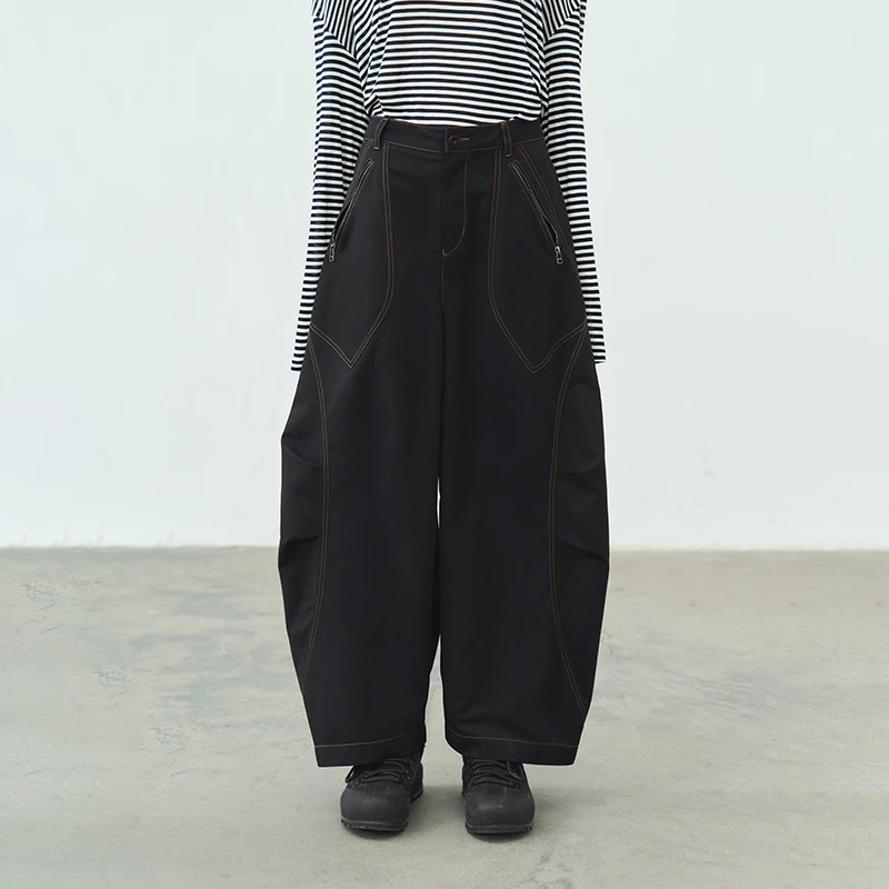 半圆女装[运动]2025夏季宽松廓形垂感裤子女休闲弯刀裤25213381