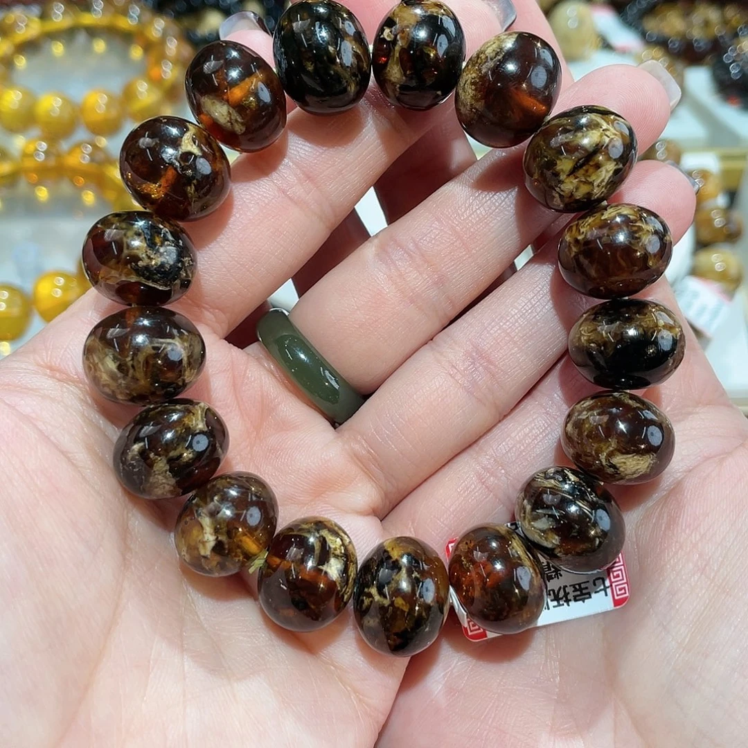 晓***雨琥珀未镶嵌手链15m花