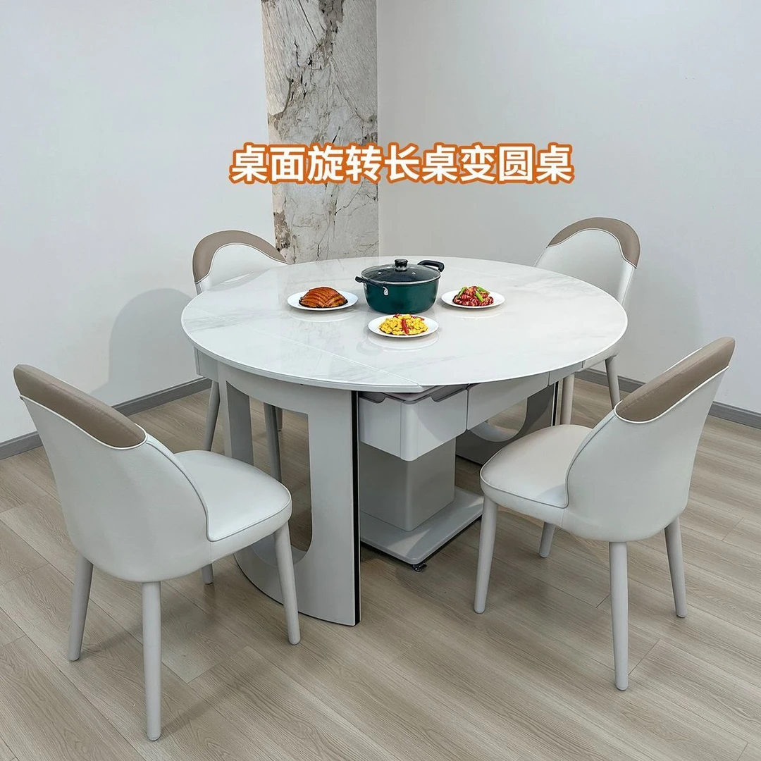 新款旋转岛台火锅麻将餐桌带取暖语音控制家用全自动麻将机轻奢