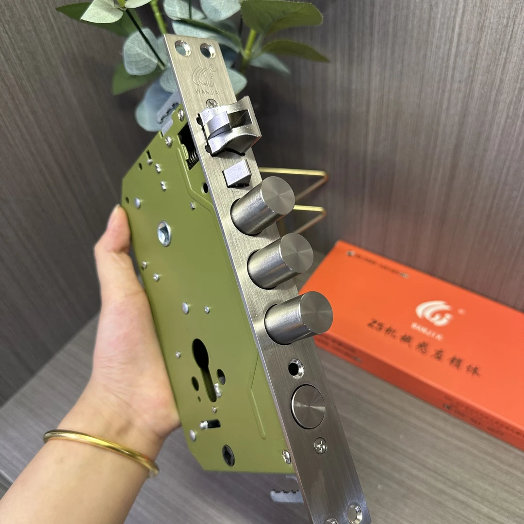 （拍1发2）万嘉品牌指纹锁自弹静音全钢锁体圆头自弹锁体30*240防盗