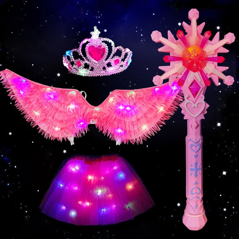 发光翅膀仙女发光背饰公主装饰之翼小女孩玩具生日礼物爱莎公主裙