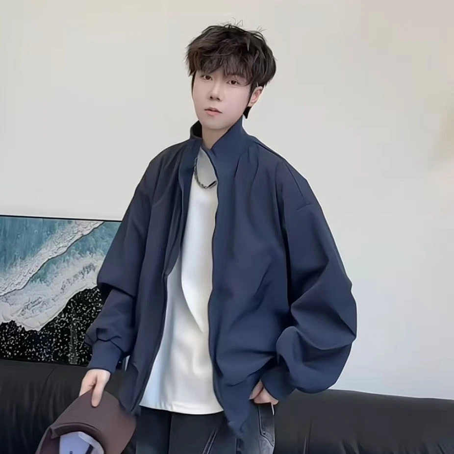 新款春秋美式高级廊形飞行夹克外套男百搭宽松工装百搭情侣外套