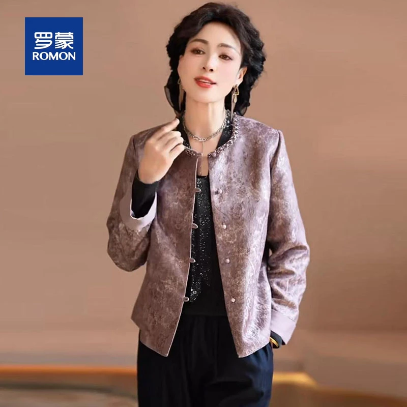 罗蒙妈妈装秋装2025新款洋气上衣服中年女装小香风时尚百搭短外套