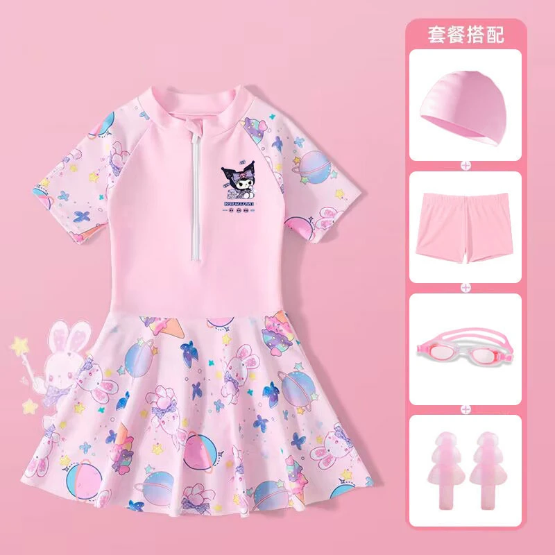 儿童泳衣小女孩游泳裙套装2025夏季新款女宝宝可爱女童分体泳装潮