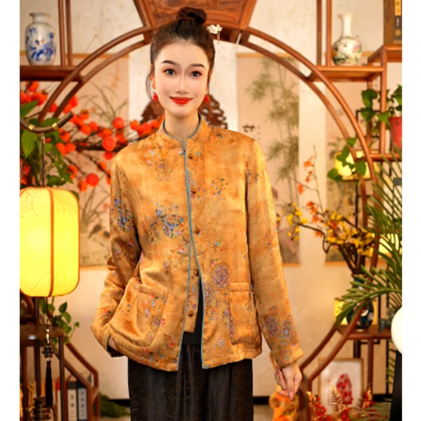 【董小姐-满庭芳】！宠粉福利！真丝提花香云纱蚕丝棉短款外套女