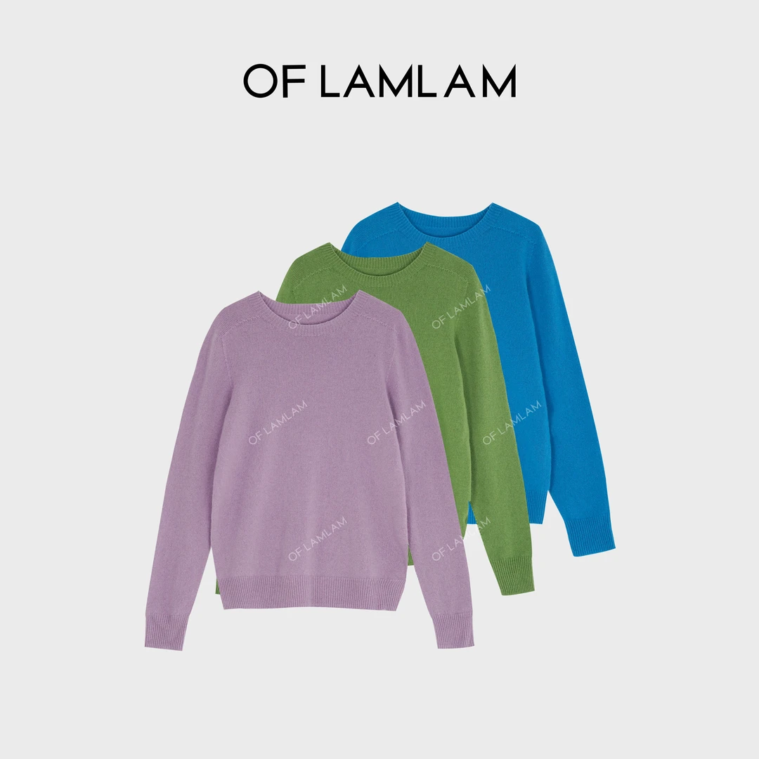 “轻绒无缝”【100%羊毛】极简风圆领套头针织毛衣 OFLAMLAM MM055G