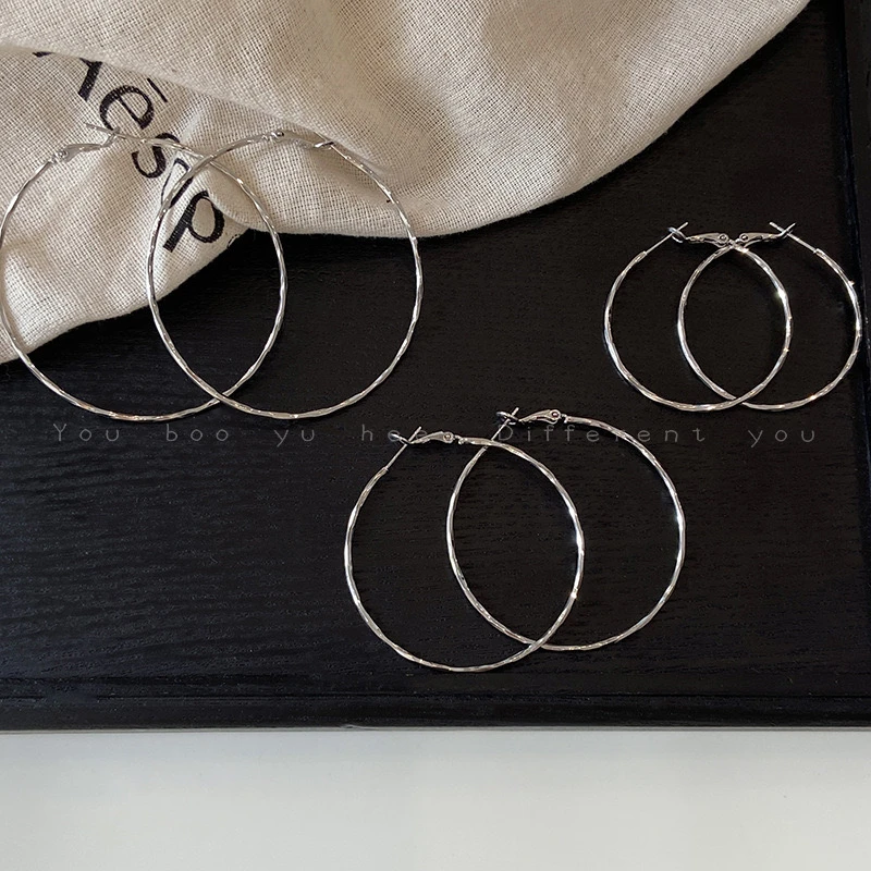 合金耳饰 AIER- 银针简约素圈耳环时尚百搭气质高级感个性耳饰