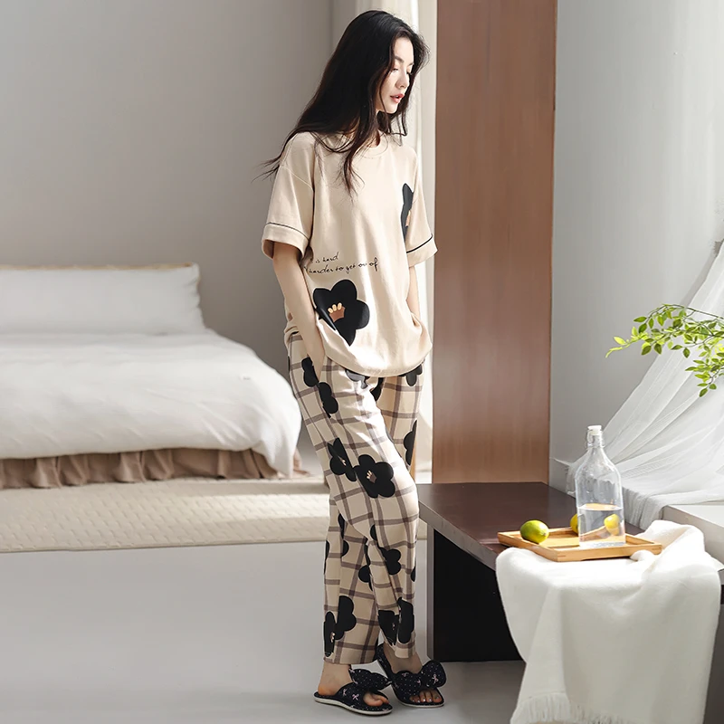2025新款睡衣女夏季薄款短袖长裤纯棉可外穿高级感夏天家居服套装
