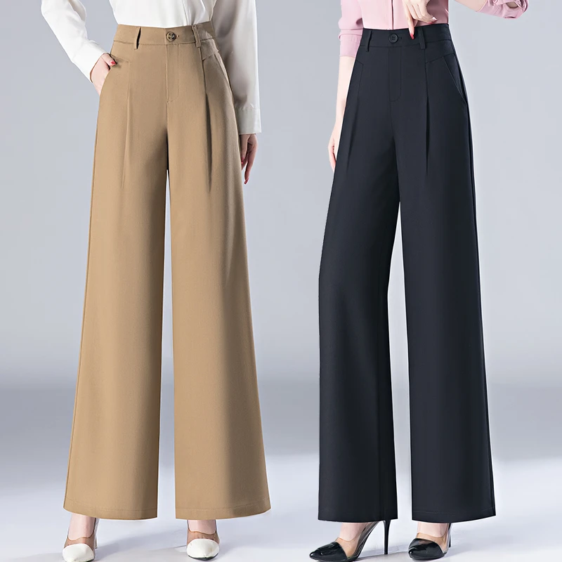 垂感阔腿西装裤女式2025春季新款直筒时尚高腰女裤春秋西裤长裤子