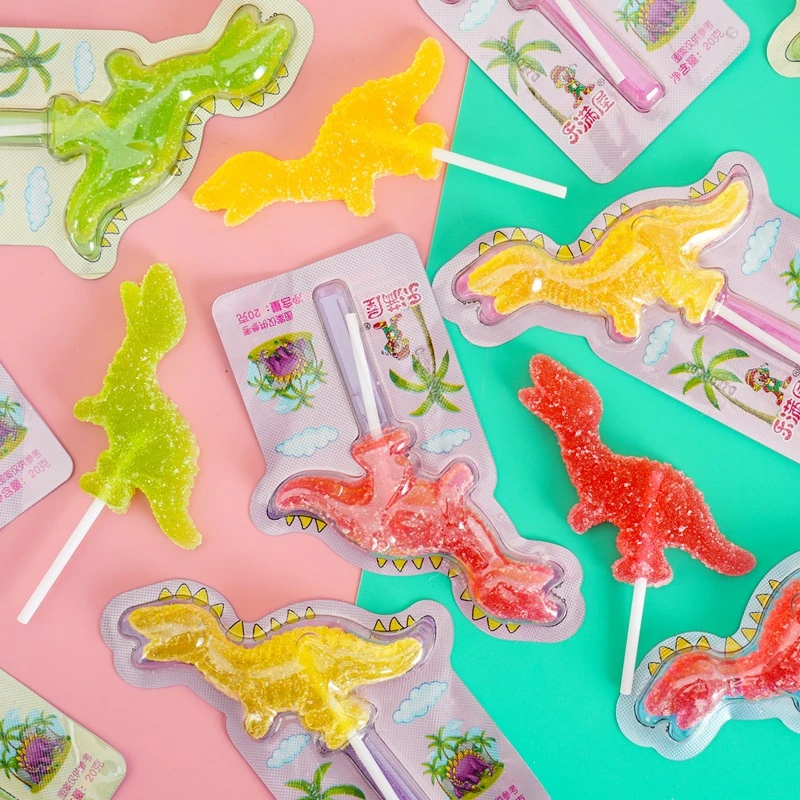 创意可爱小恐龙造型软糖水果味棒棒糖网红儿童年货礼物