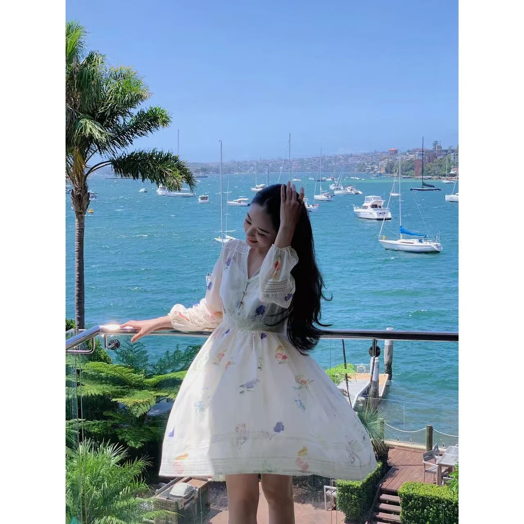 LaceyToDitto2025 2/22【枫丹白露】小众重工蕾丝印花设计感连衣裙