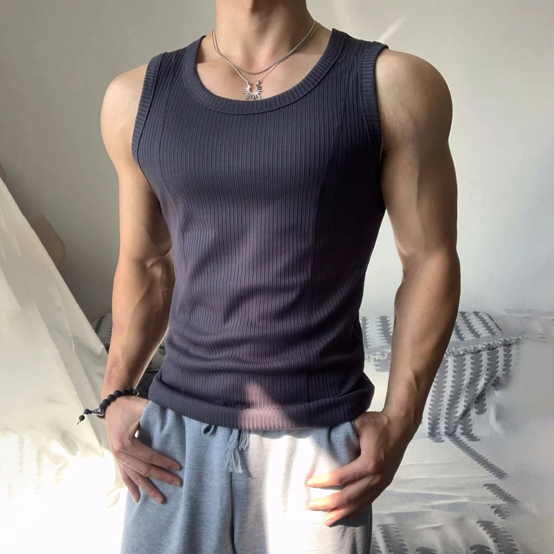 MB重磅300g无袖显大背心男夏季运动休闲健身训练坎肩T恤打底衣服