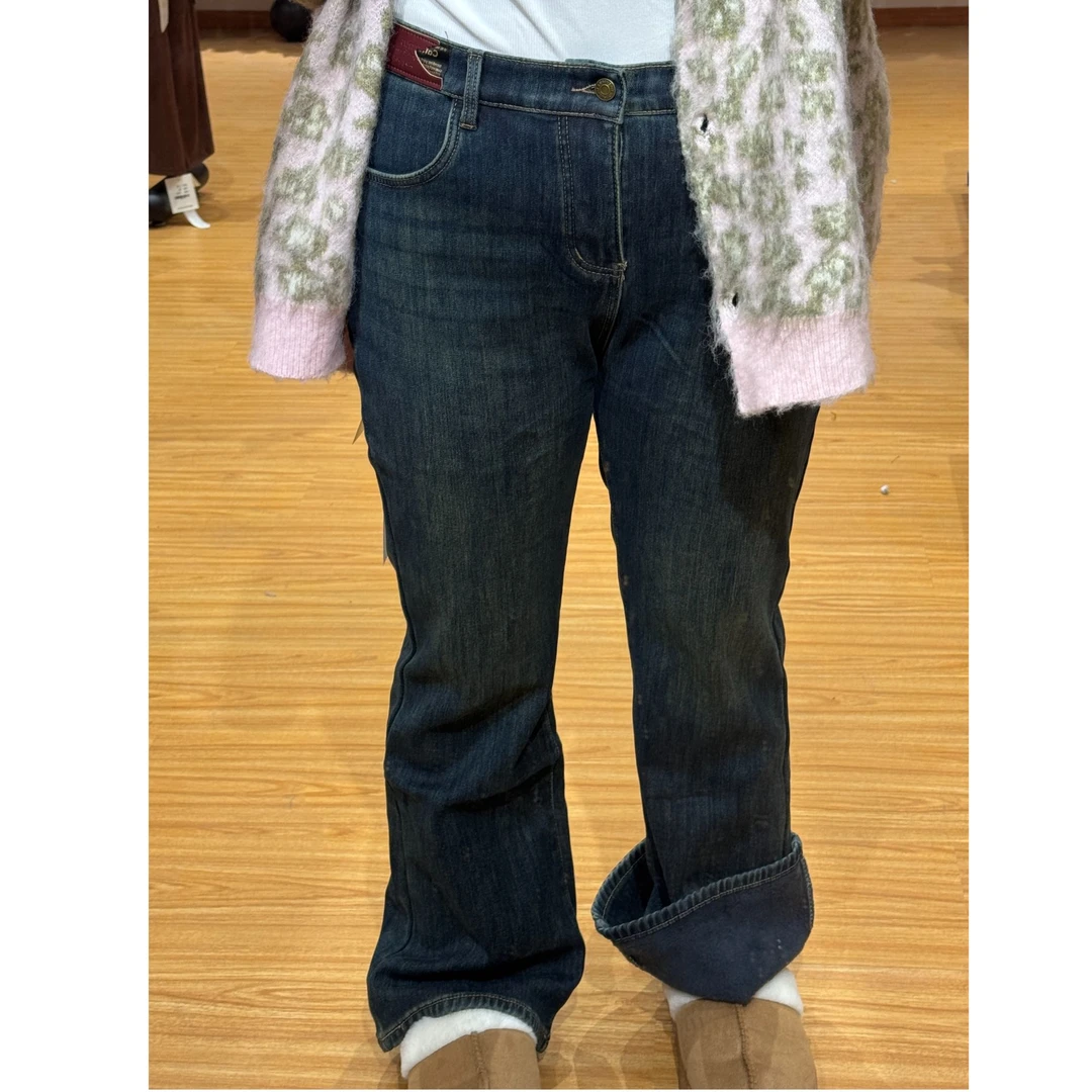 《清》胖缘缘大码加绒牛仔裤