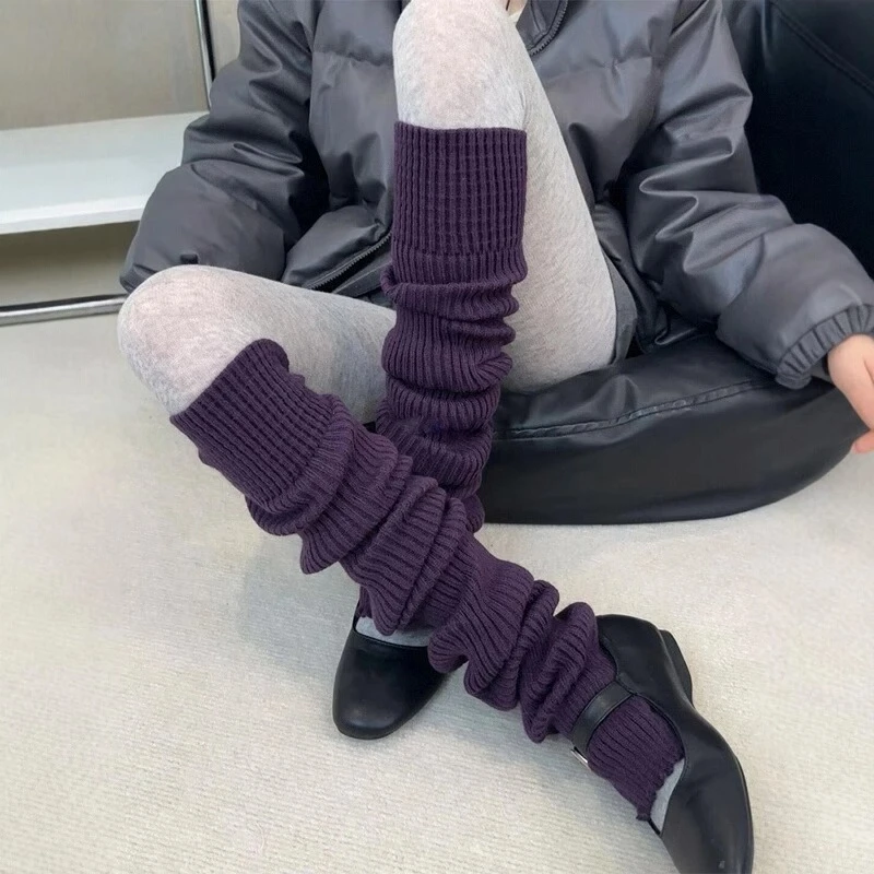 粉色腿套女芭蕾风蓝色堆堆袜子踩脚y2k辣妹及膝保暖针织小腿袜套