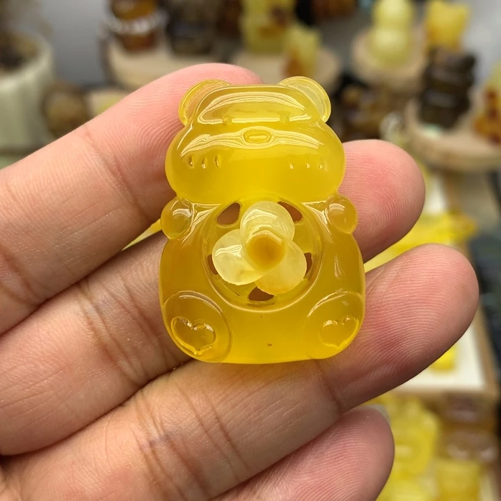 蜜蜡吊坠(不含链)未镶嵌风扇小熊