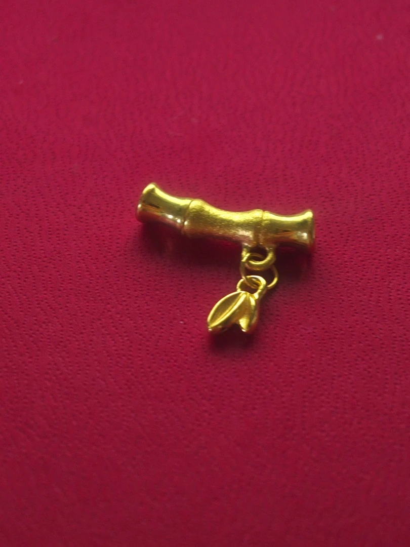 A(062）足金气质百搭带叶竹节