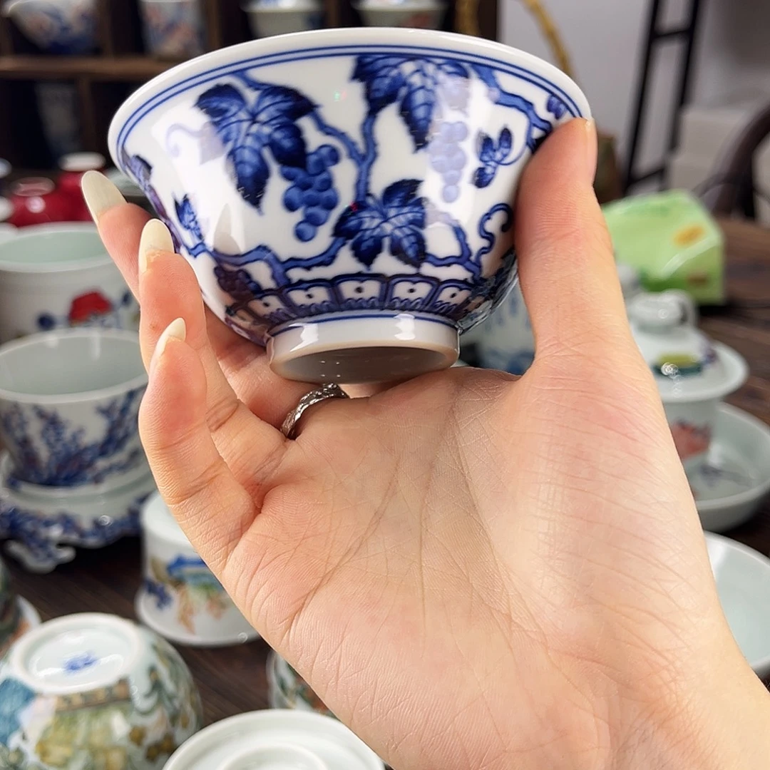 青花葡萄撇口杯90cc