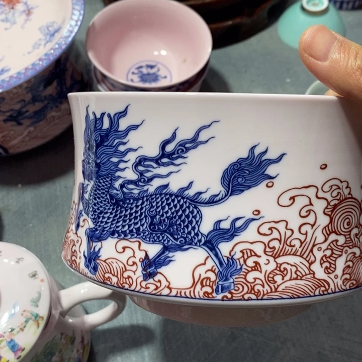 摆件瓷熙*红稀土麒麟水洗