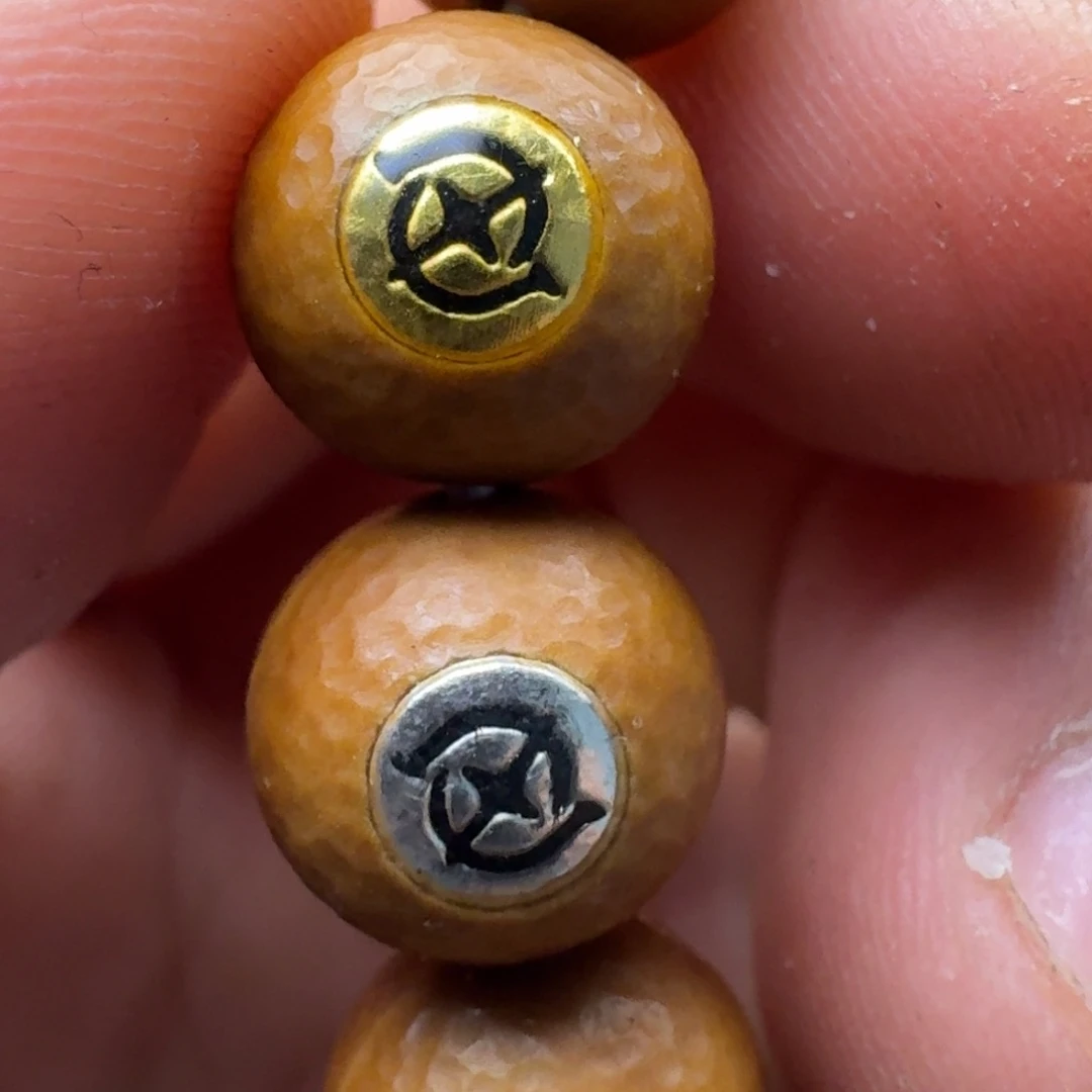 猴头核桃手串金银标