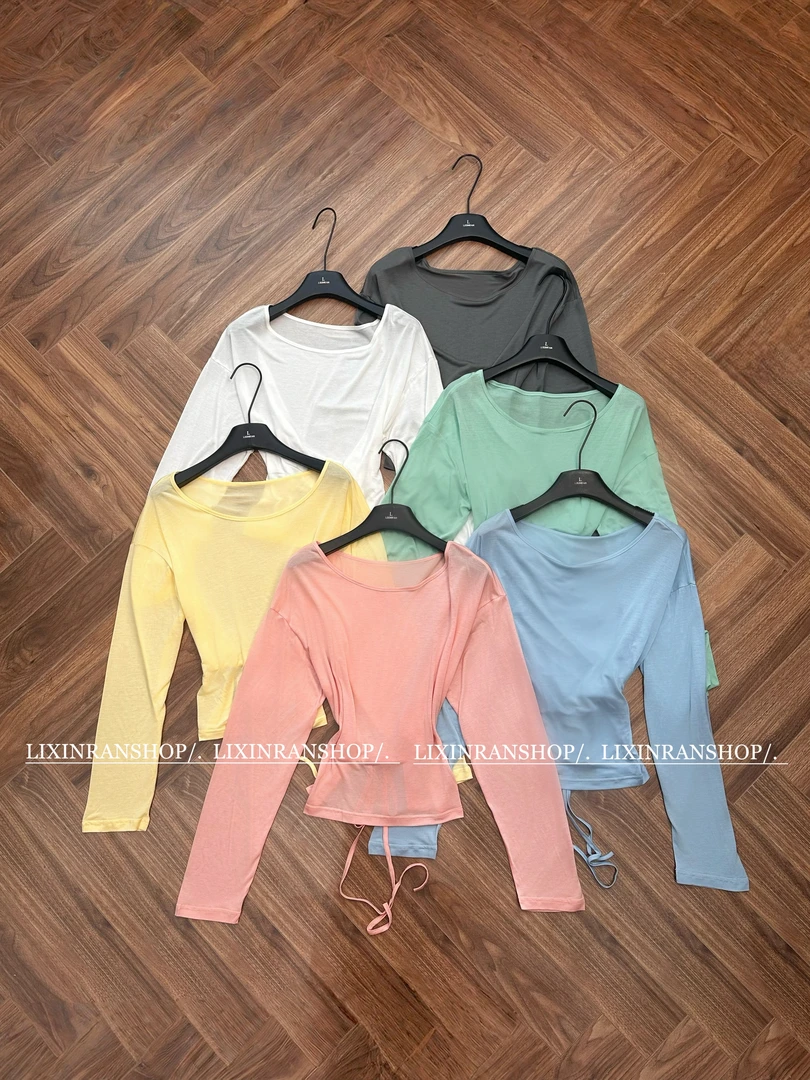 李欣然  【薄雾清晨】  轻透感冰凉绑带长袖T防晒衫#B1708