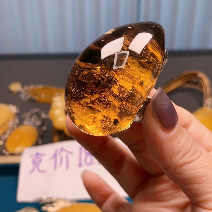 手链琥珀银S925镶嵌波兰设计款琥珀蜜蜡