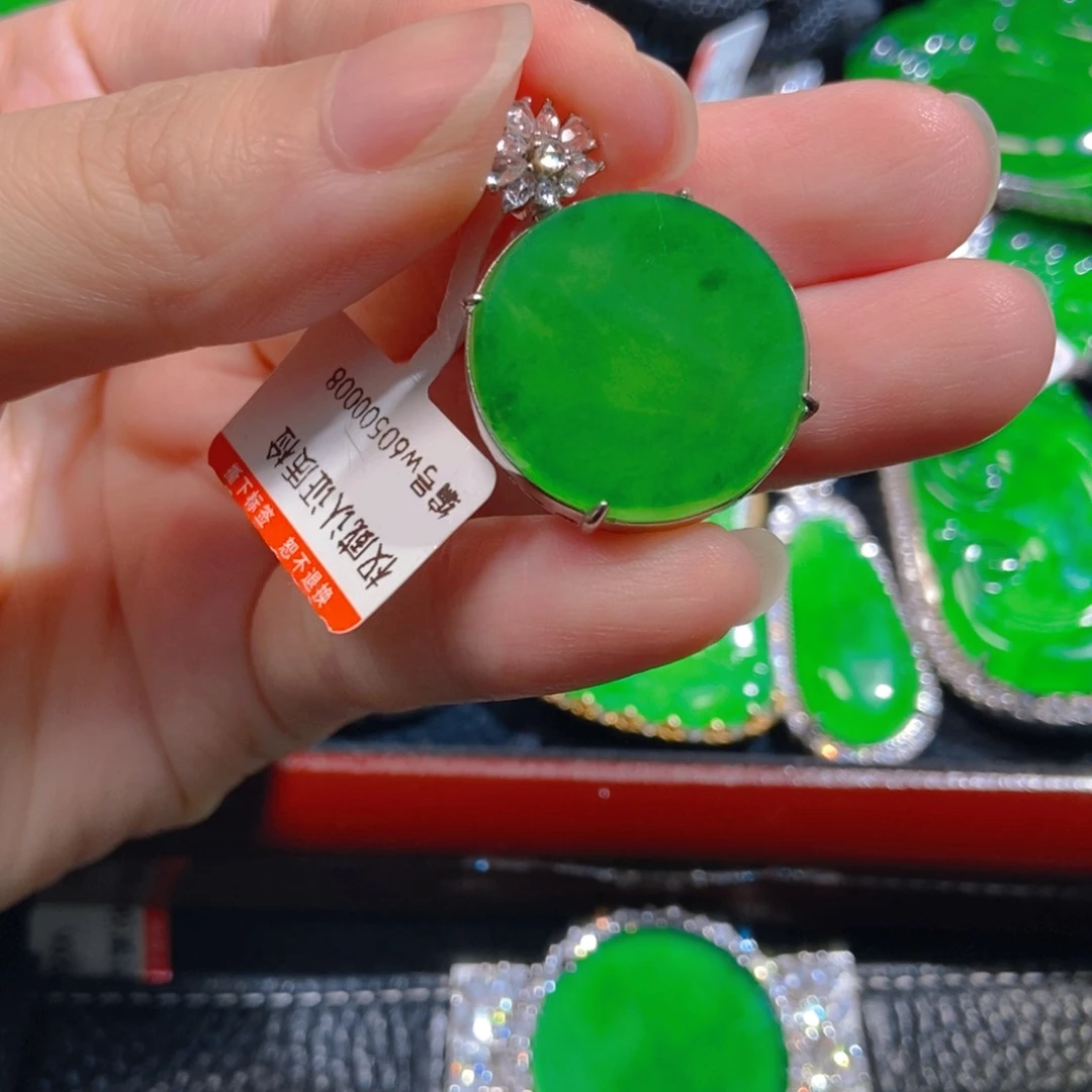 翡翠银S925镶嵌吊坠(不含链)