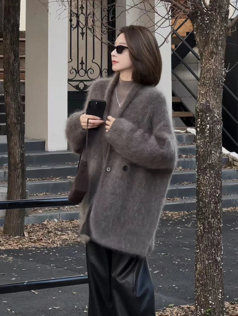 2025年冬季巨好看百搭宽松显瘦毛衣外套慵懒高级感气质针织开衫