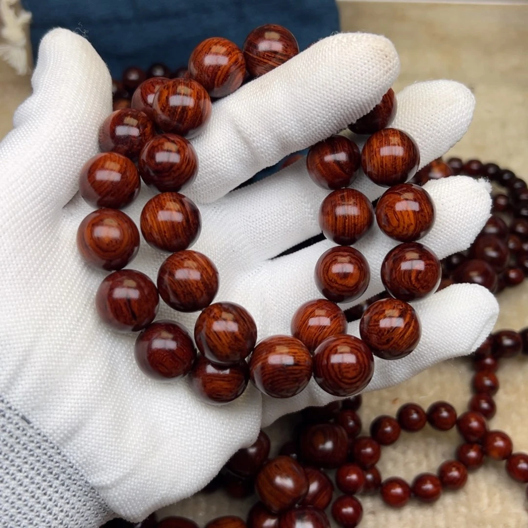 花梨木类手串/手链红降15圆珠满油单圈（瑕疵）