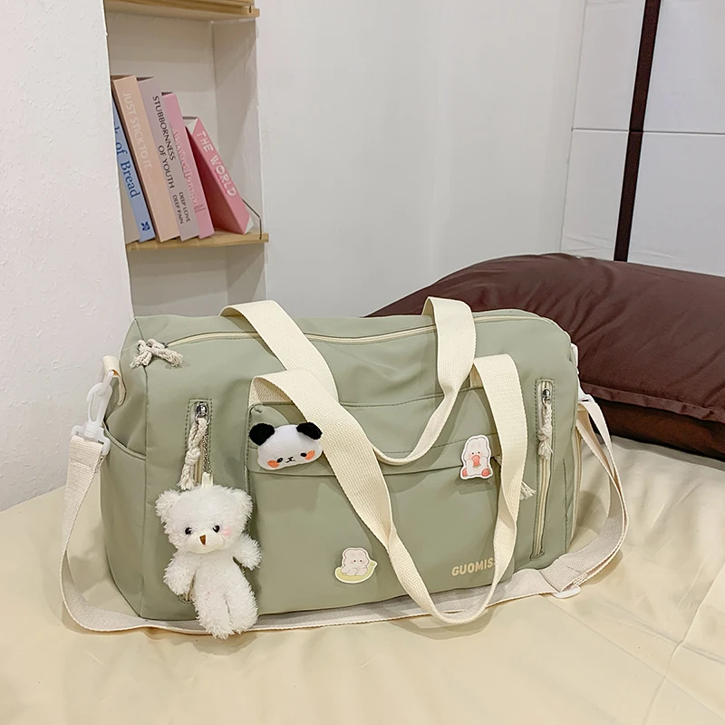 短途单肩行李袋大容量手提旅行包女干湿分离健身包可爱斜挎运动包