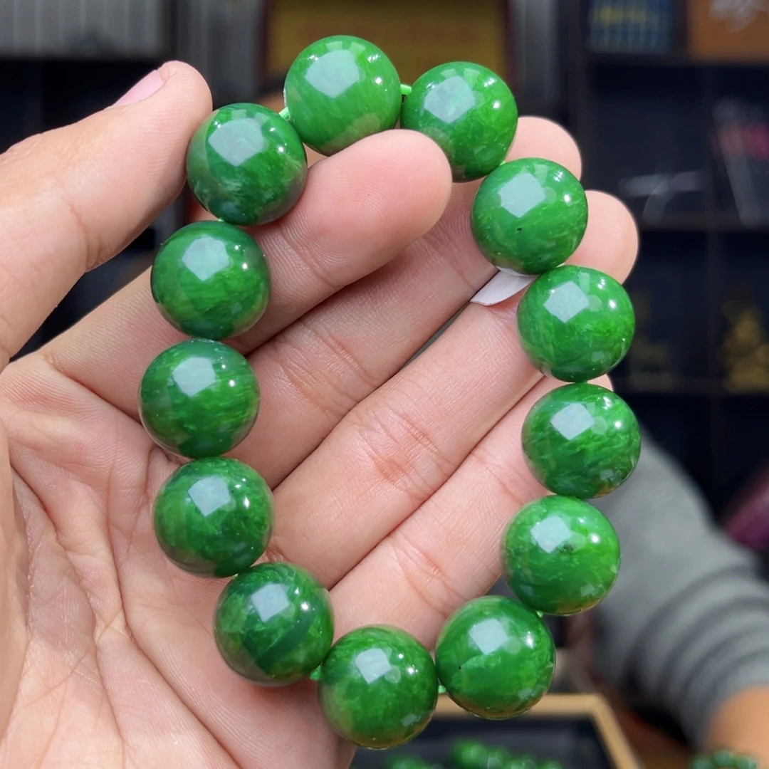 和田玉未镶嵌手串天然和田玉俄罗斯五号矿琉璃翠卡16