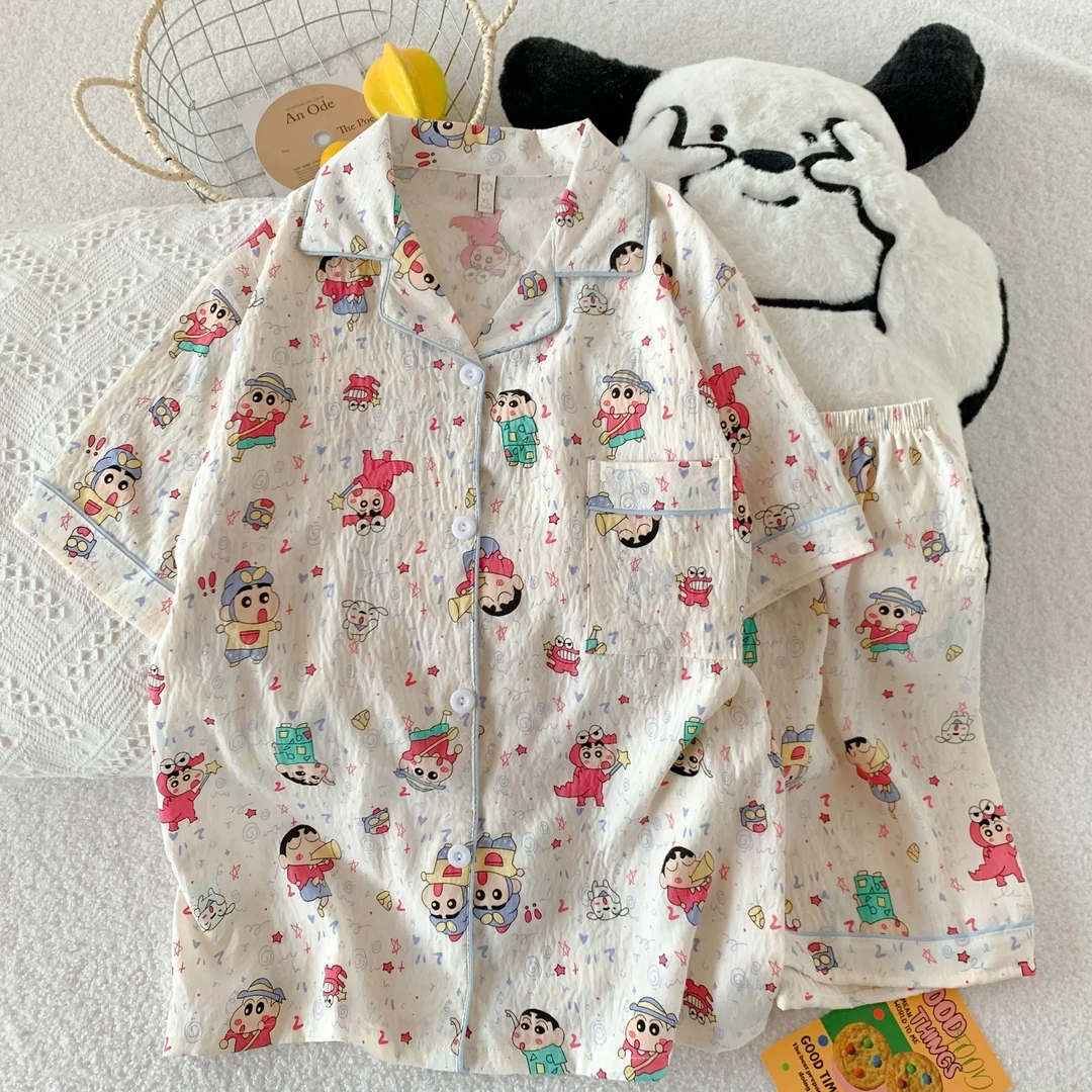 短袖短裤睡衣女夏季卡通可爱外出2025年新夏款宽松家居服套装