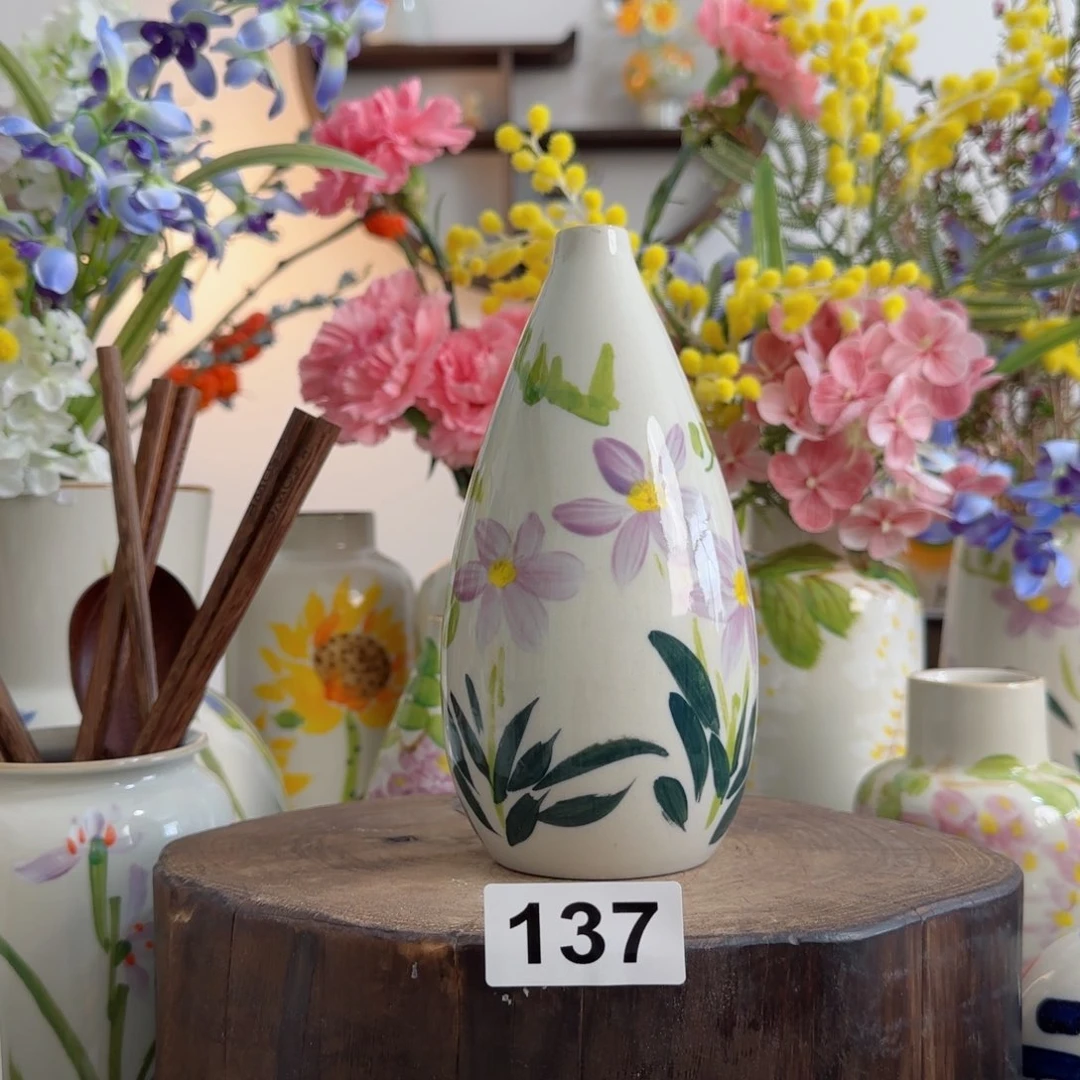 摆件景德镇陶瓷手绘小花瓶摆件无孔